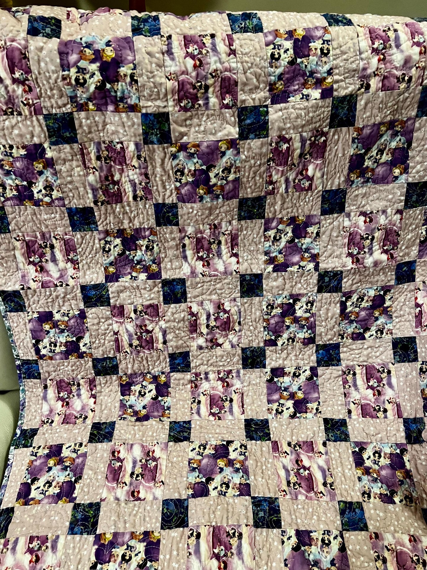 Handmade BTS Quilt: Tiny Tan Cotton Throw Blanket