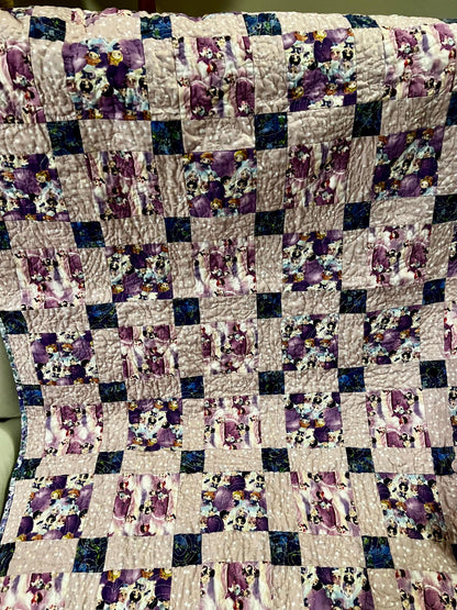 Handmade BTS Quilt: Tiny Tan Cotton Throw Blanket