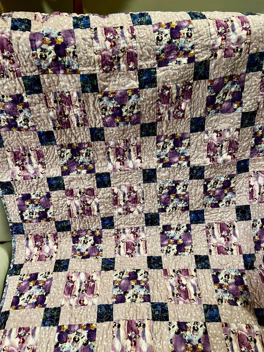 Handmade BTS Quilt: Tiny Tan Cotton Throw Blanket
