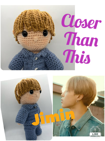 BTS Jimin ARMY song Closer Than This hand crocheted doll