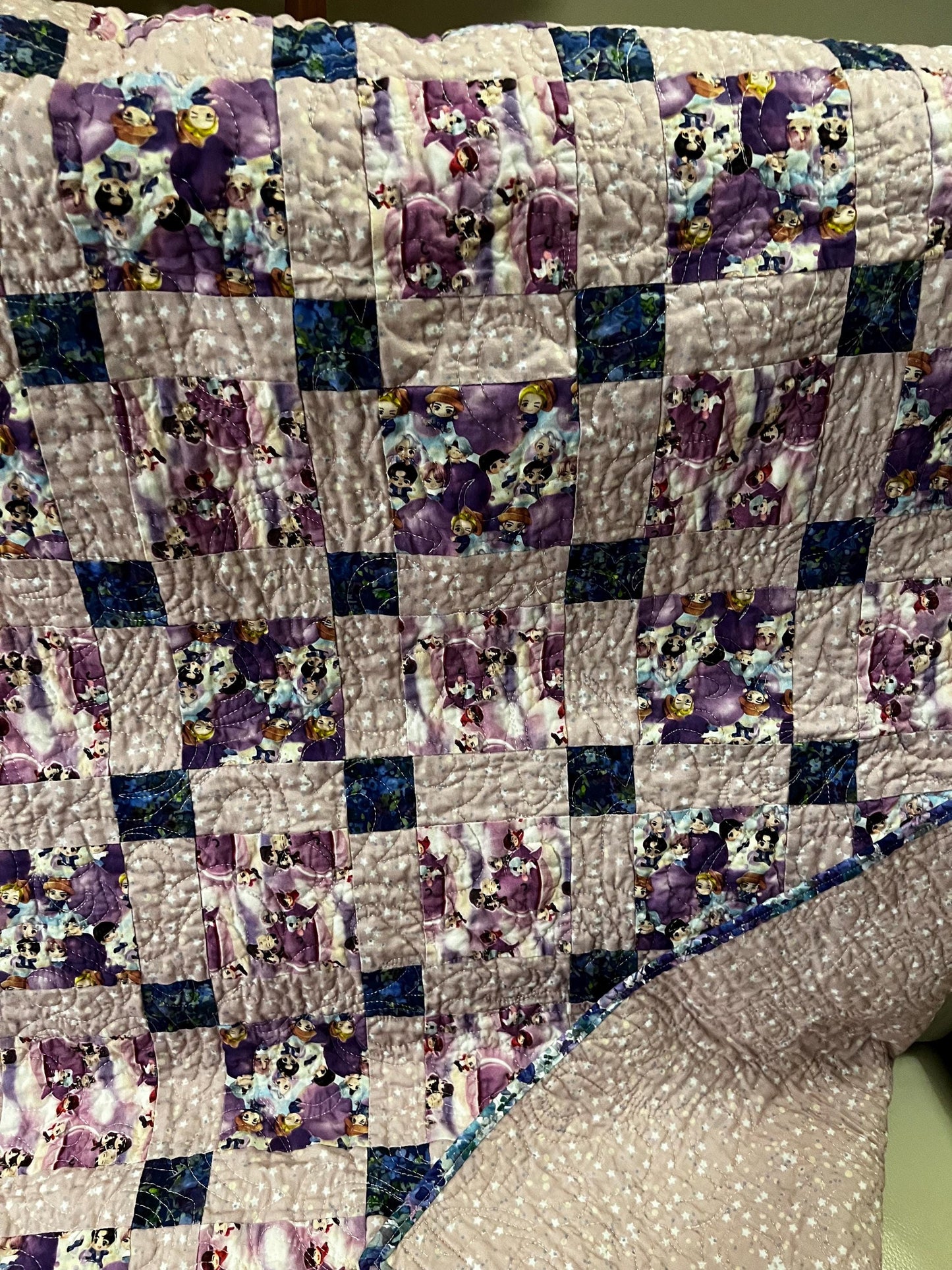 Handmade BTS Quilt: Tiny Tan Cotton Throw Blanket