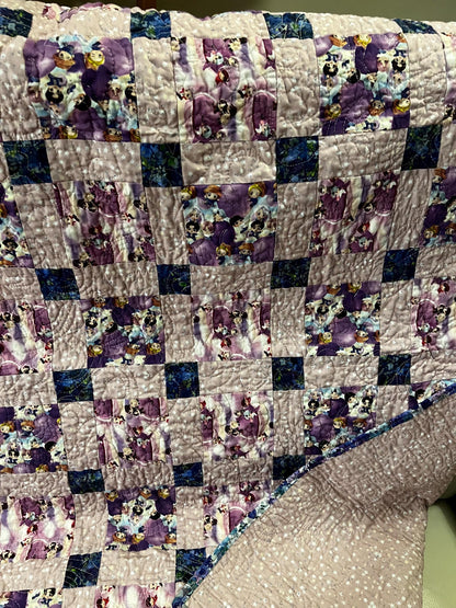 Handmade BTS Quilt: Tiny Tan Cotton Throw Blanket