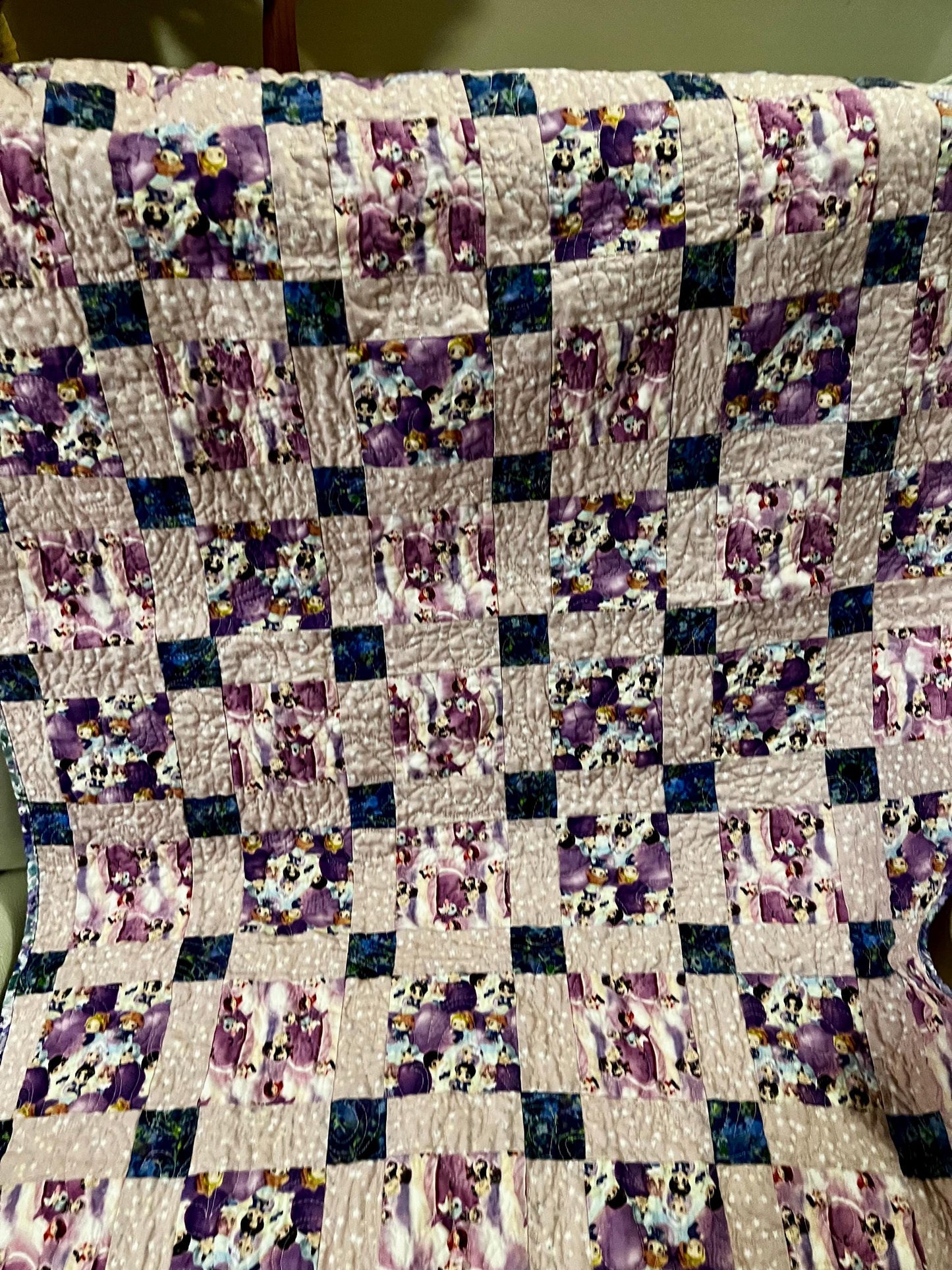 Handmade BTS Quilt: Tiny Tan Cotton Throw Blanket
