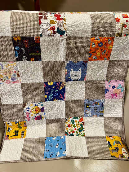 Handmade patchwork baby quilt like your grandma used to make