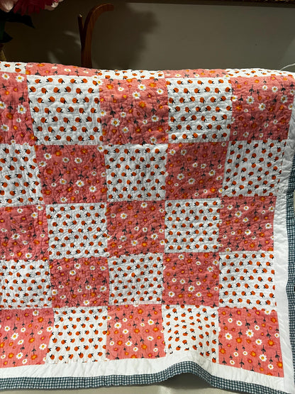 Handmade patchwork baby quilt like your grandma used to make