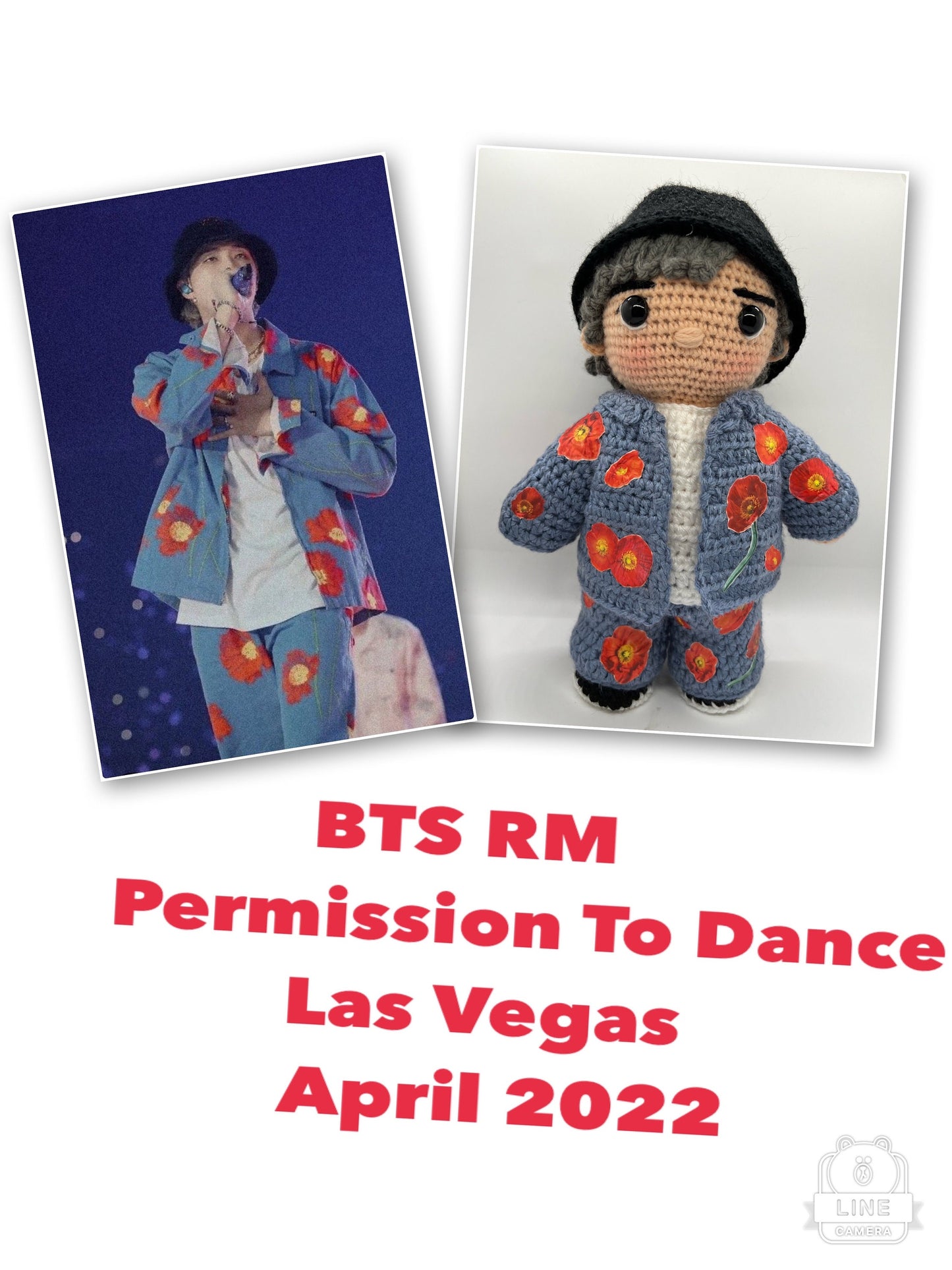 BTS RM Red Poppy Outfit Permission To Dance On Stage Las Vegas, 2022