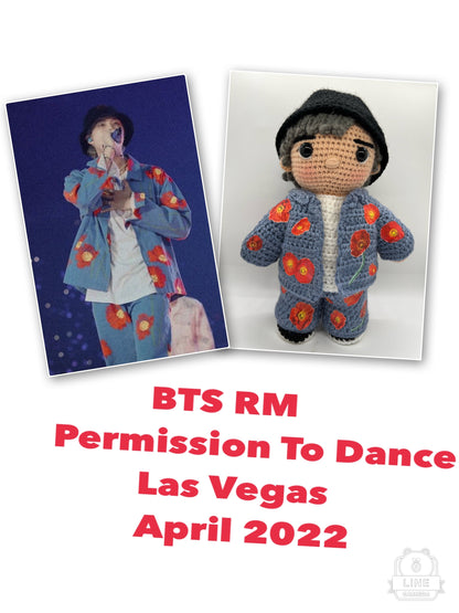 BTS RM Red Poppy Outfit Permission To Dance On Stage Las Vegas, 2022