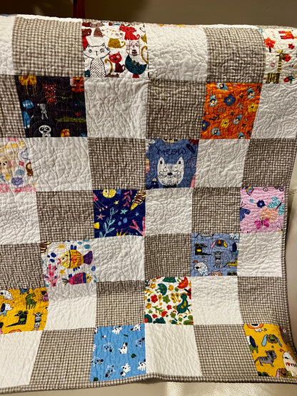 Handmade patchwork baby quilt like your grandma used to make