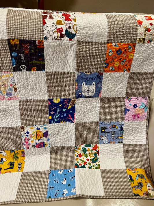 Handmade patchwork baby quilt like your grandma used to make