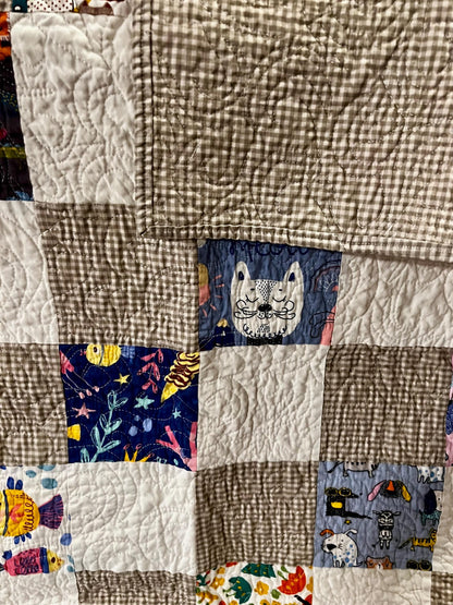 Handmade patchwork baby quilt like your grandma used to make