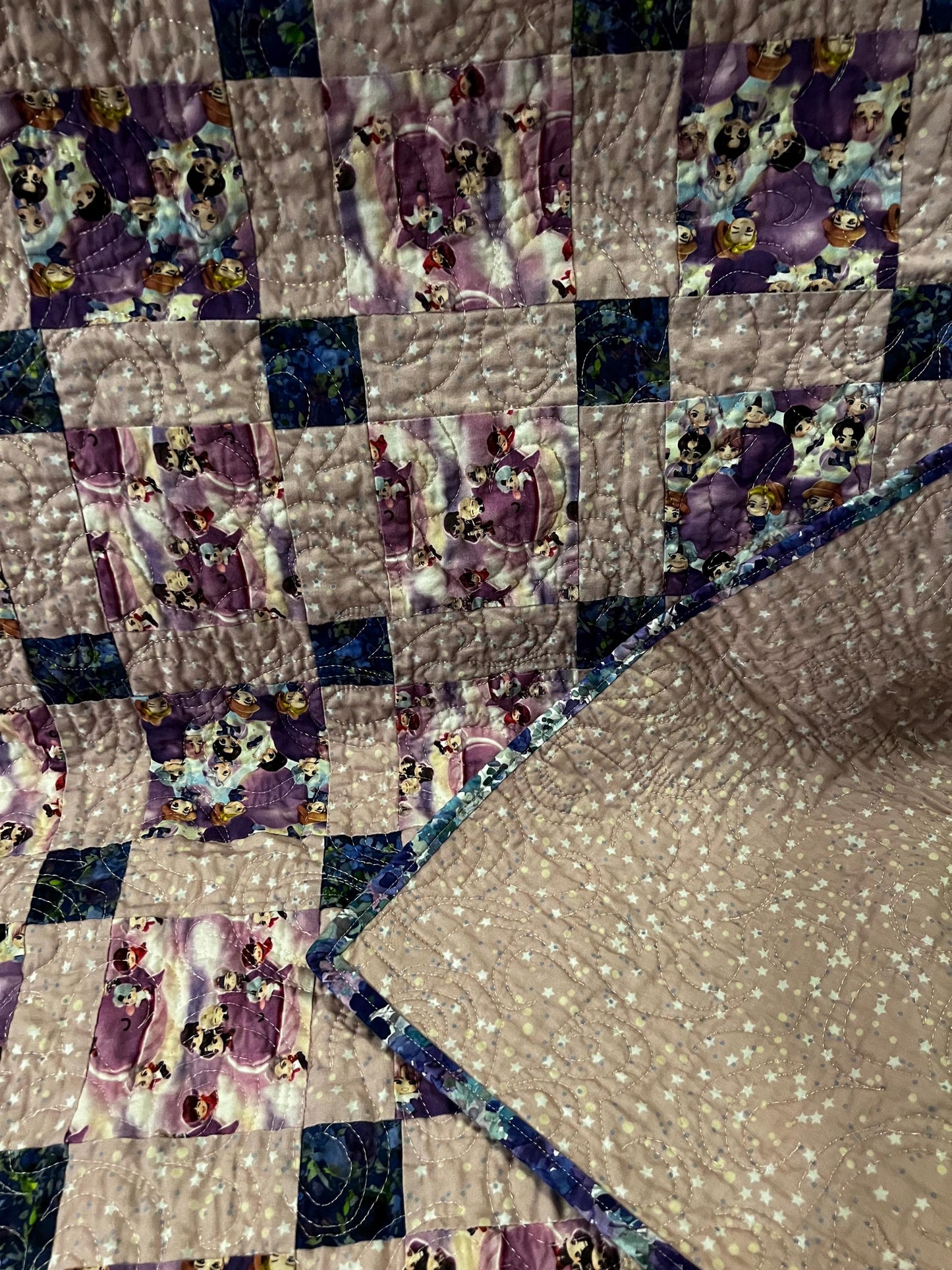 Handmade BTS Quilt: Tiny Tan Cotton Throw Blanket