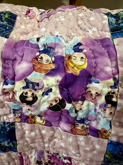 Handmade BTS Quilt: Tiny Tan Cotton Throw Blanket