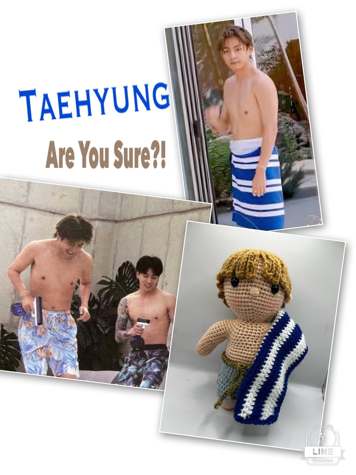 BTS V from vlog Are You Sure?! Jeju Island hand crocheted doll