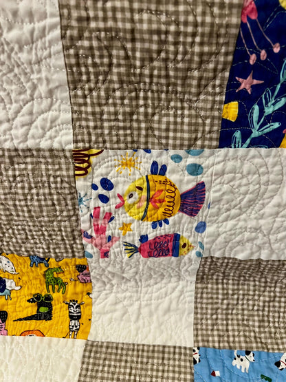 Handmade patchwork baby quilt like your grandma used to make